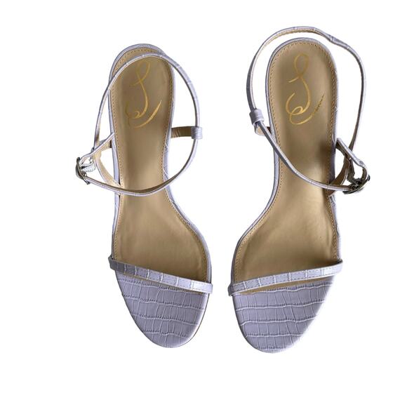 Sam Edelman Doran Misty Lilac Crocodile Strappy Heel Stiletto Sandal Size 9 - Picture 2 of 8